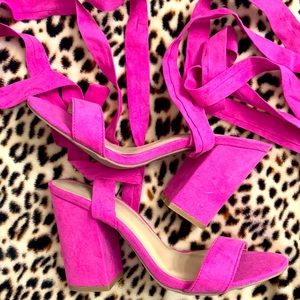 Brand new pink heeled sandals